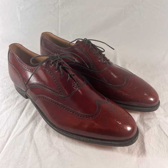 Vintage JOHNSTON MURPHY ARISTOCRAT Oxford Burgundy Leather Made in USA 91/2US - Picture 4 of 11